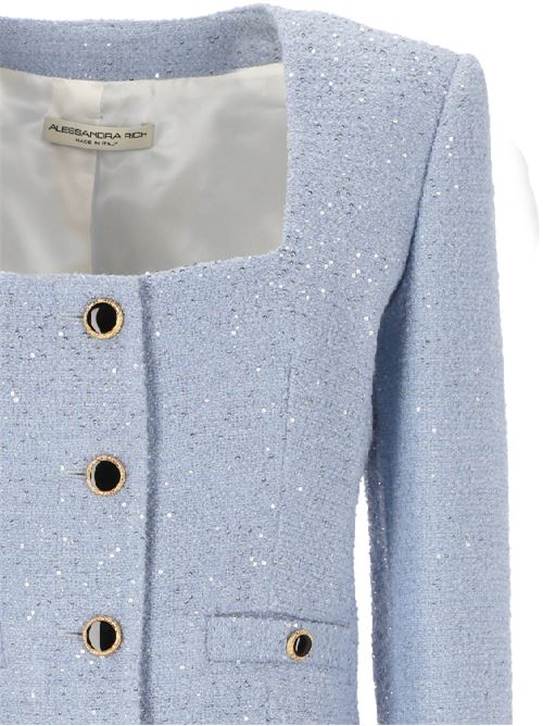 Light blue tweed sequin jacket ALESSANDRA RICH | FABX3839F43821871